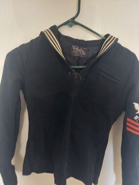 Vintage "Buccaneer" brand wool US Navy sailor jumper featuring "liberty cuffs"